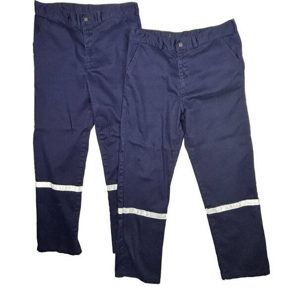 AGO FR Pants Mens 35x31.5* Blue Work Wear Flame Resistant Reflective 2 Pairs - Picture 1 of 11